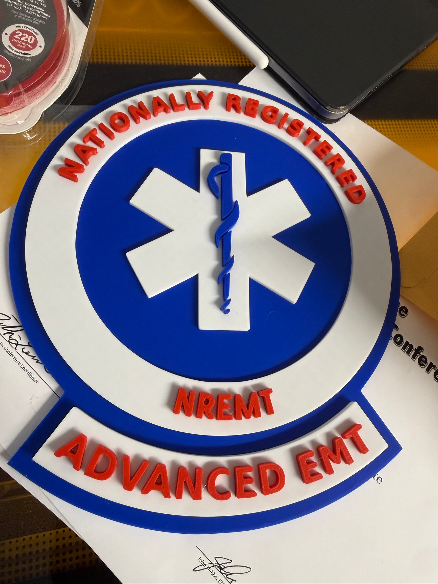 National Registry Advanced EMT Wall Plaque, NREMT , 3D Printed Patch