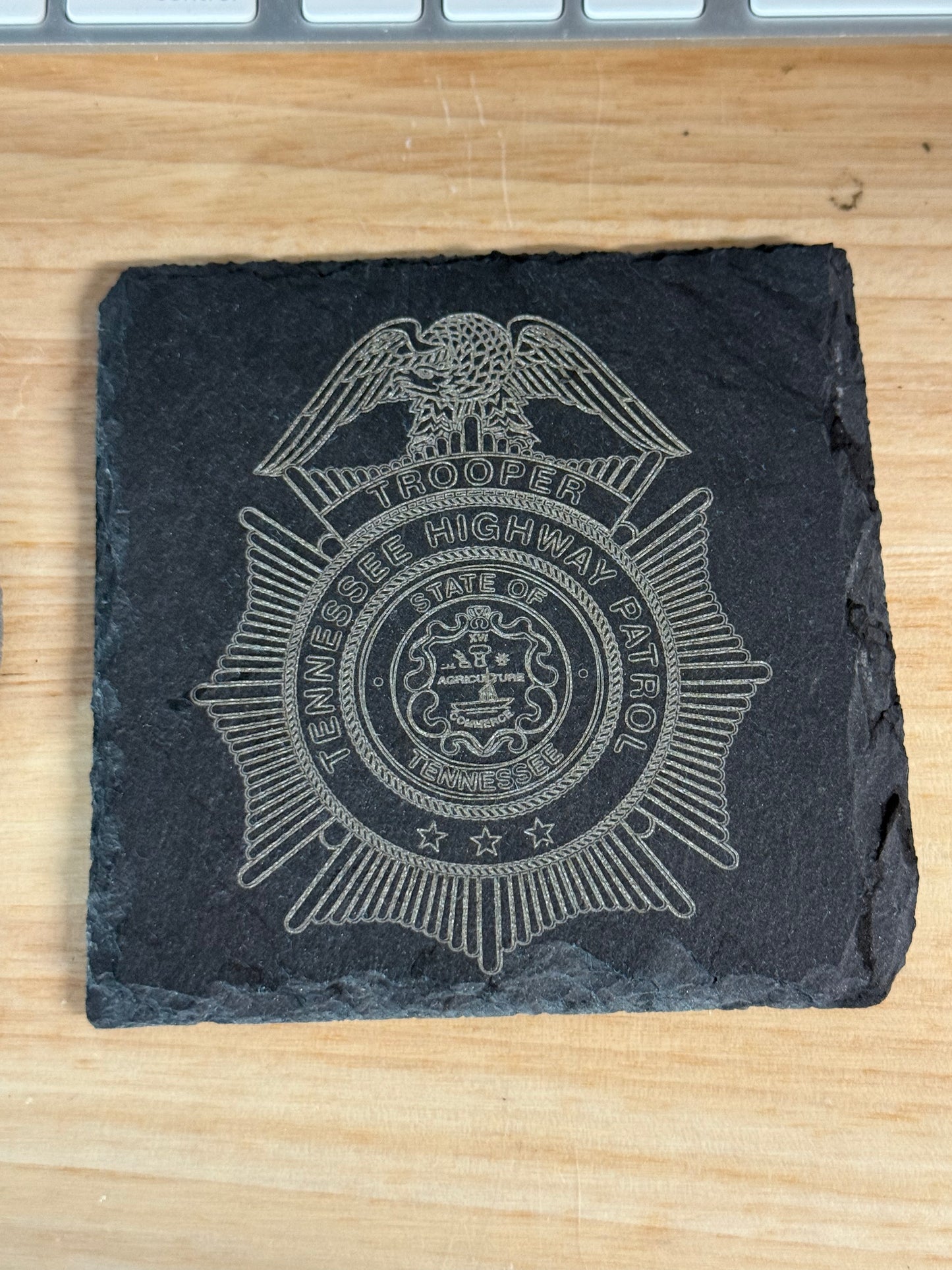 Laser Engraved CUSTOM Stone Slate Coasters with your Logo, Design, or Agency Insignia