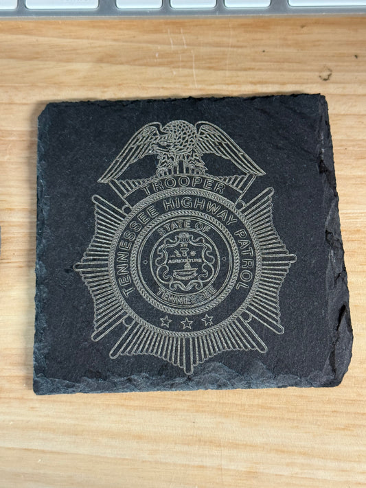 Laser Engraved CUSTOM Stone Slate Coasters with your Logo, Design, or Agency Insignia