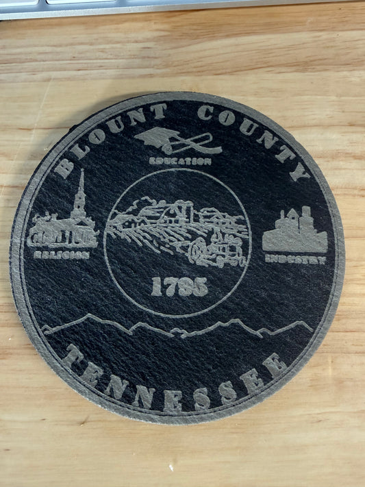 Laser Engraved CUSTOM Stone Slate Coasters with your Logo, Design, or Agency Insignia