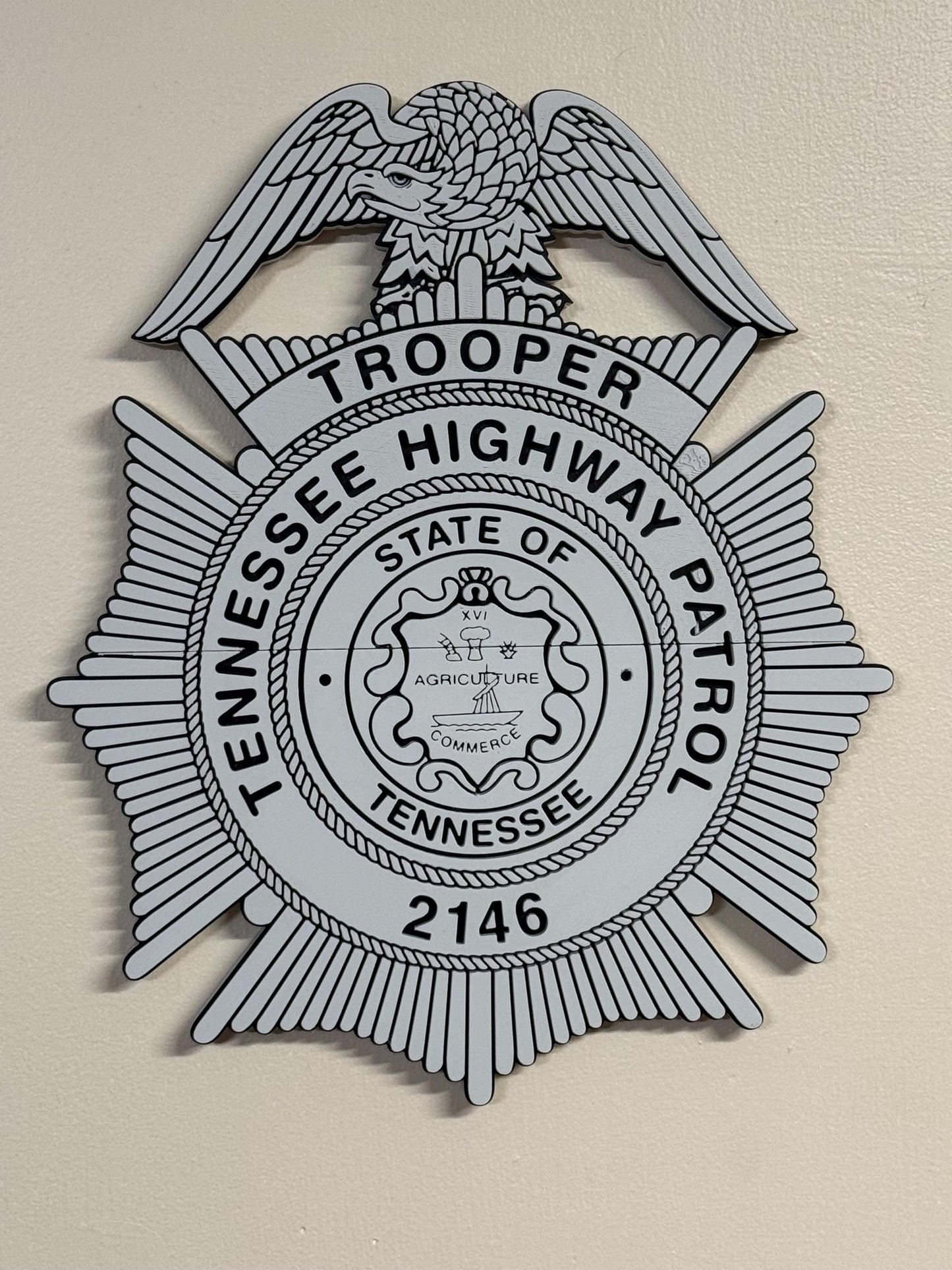 Georgia State Patrol Badge Wall Plaque, GSP Display, 3D Printed Badge